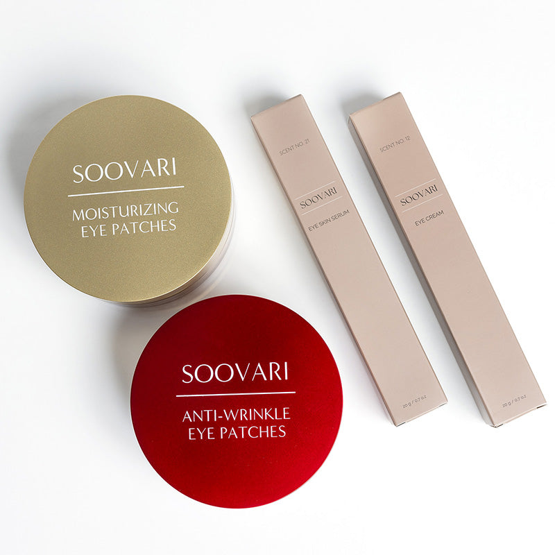 Moisturizing & Anti-Wrinkle Eye Patches, Eye Skin Serum and Eye Cream Set